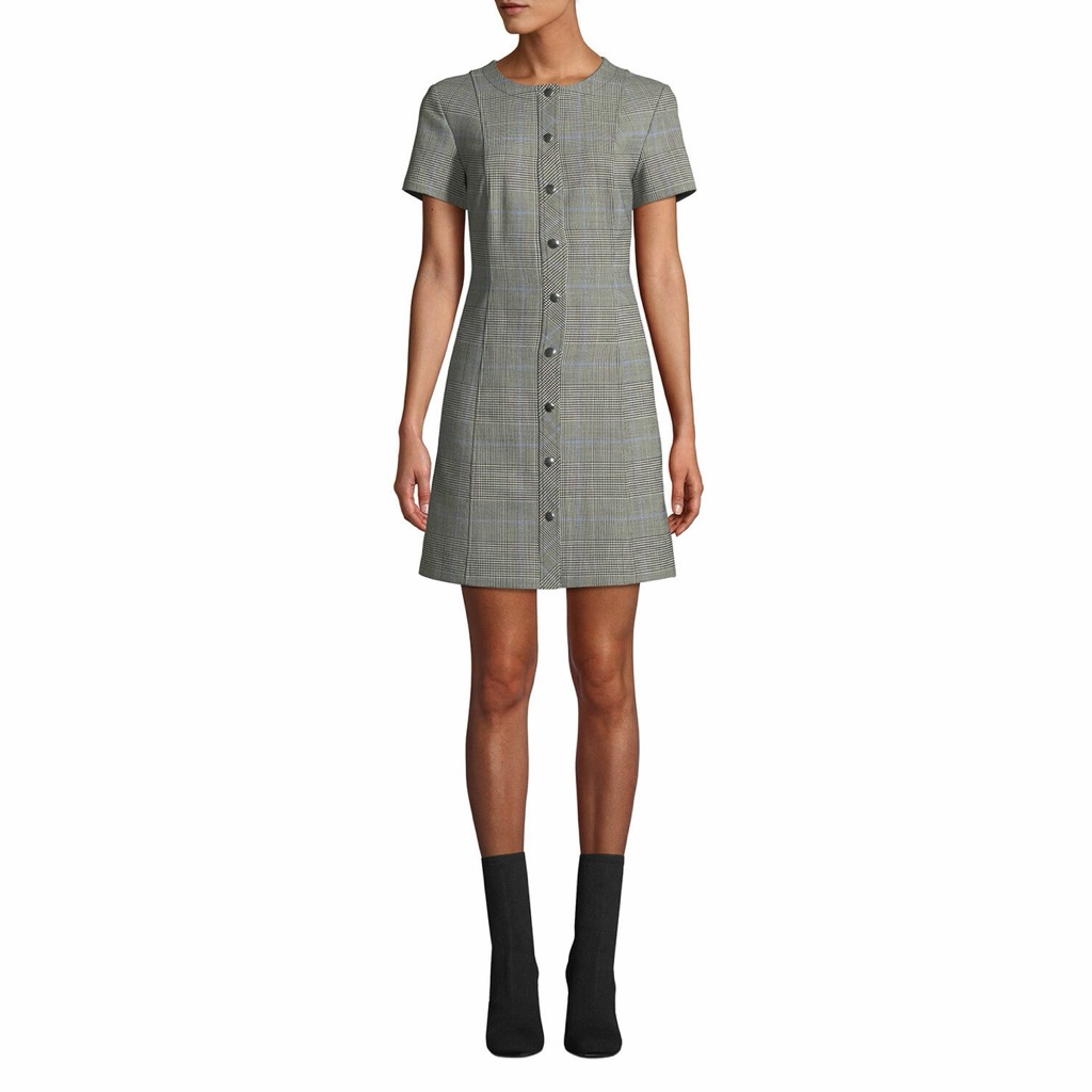 Theory Easy Snap Shift Dress Windowpane